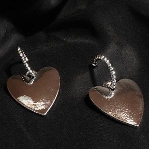 Handmade Solid Silver Chubby Heart Hoop Earrings